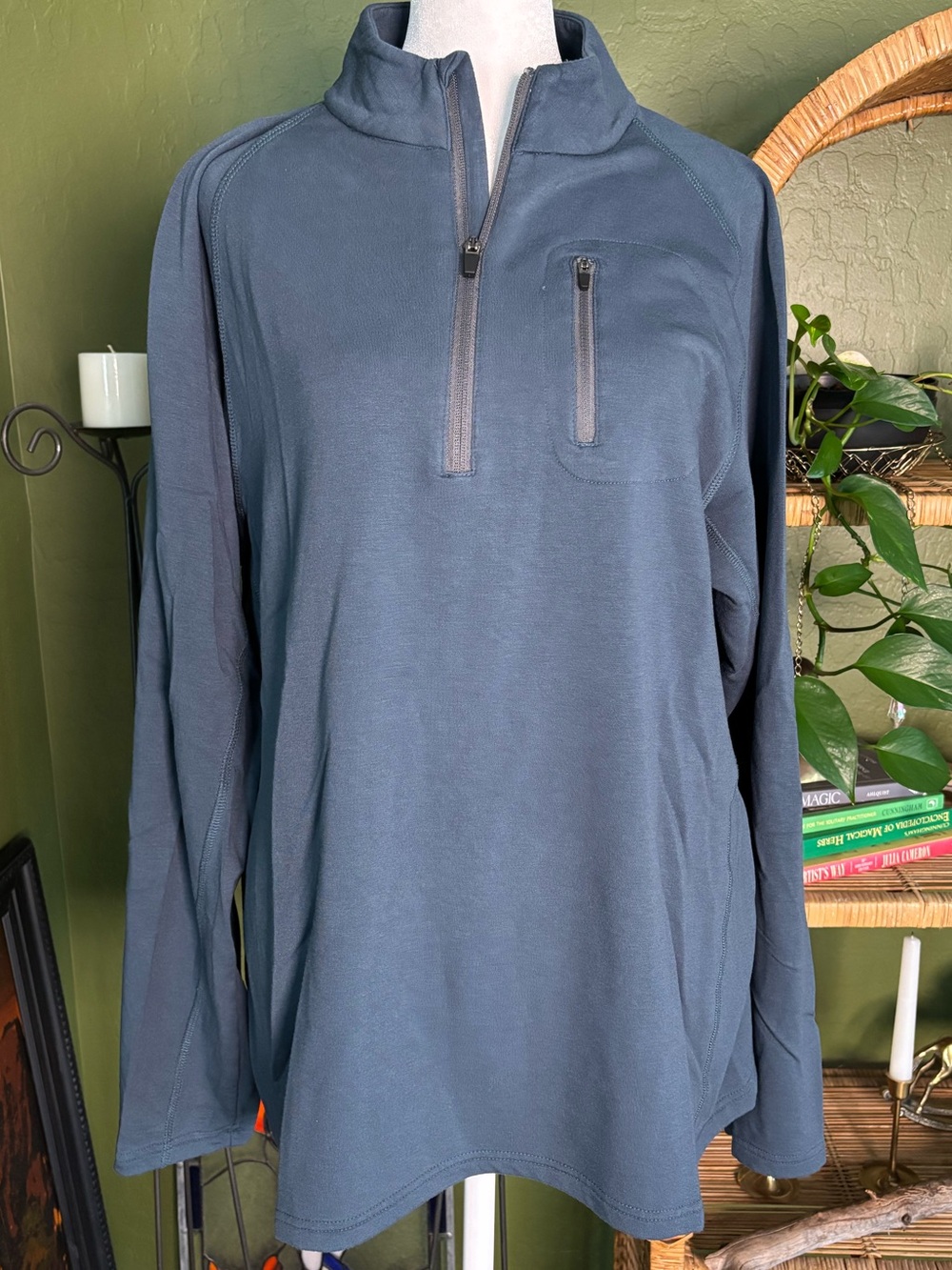 Free Fly Bamboo Apparel Slate Blue Quarter-Zip Chest Pocket Pullover